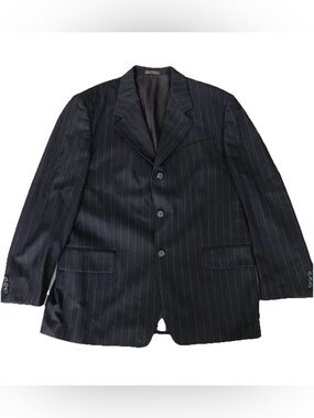 Claudio Morelli Black Pinstripe Wool Blend Blazer Jacket Sport Coat A6 42R 42 R